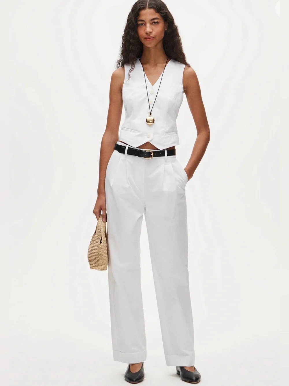 J.Crew Shrunken V-Neck Vest Top White Size 4 Cotton Blend NWT
